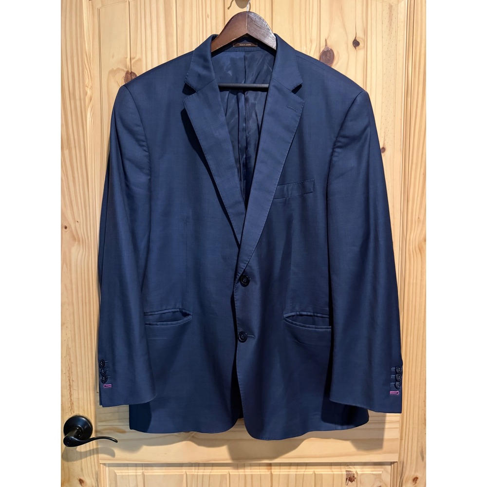 Peter Millar Mens 46R Blue 100% Wool 2 Button Blazer Sport Coat Made in Canada